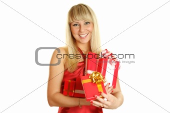 Closeup of an attractive woman with a gift