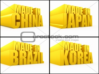 Made in Korea, China, Japan, Brazil set 