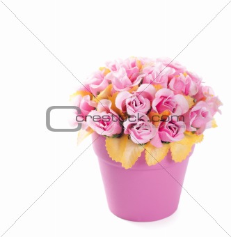 Flowerpot with artificial roses