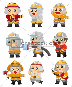 cartoon Fireman icon set