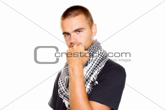 Young man  a Palestinian scarf