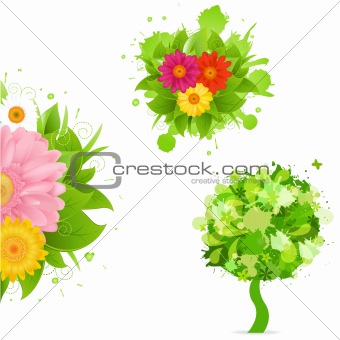 Abstract Flowers And Blot Set