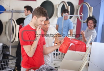 Confused Men In Laundromat