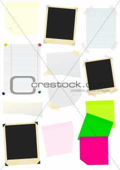 Set of Memo Sticks, Papers and Photo Frames