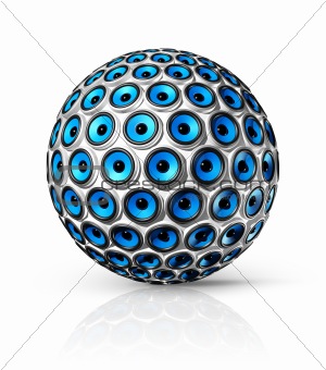 blue speakers sphere