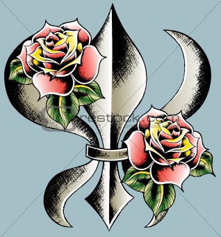 fleur de lys with rose