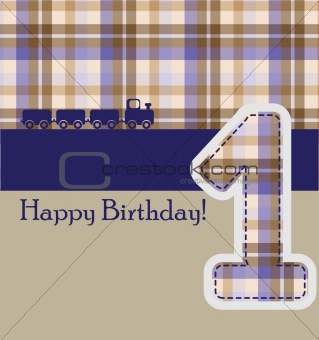 happy birthday card with train illustration and design
