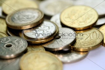 Europe coins on a table