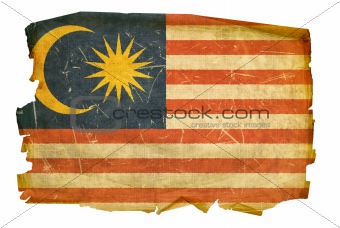Malaysia Flag old, isolated on white background.