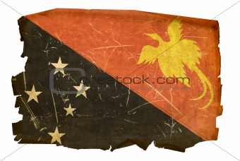 Papua New Guinea flag old, isolated on white background