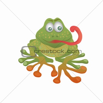 Cartoon frog on a white background.