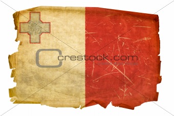 Maltese Flag old, isolated on white background