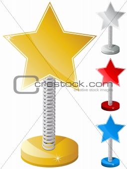 Set of Colorful Star Shaped Text Box on Metal Spring