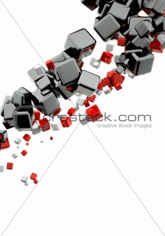 3d abstract background with glossy red and black cubes
