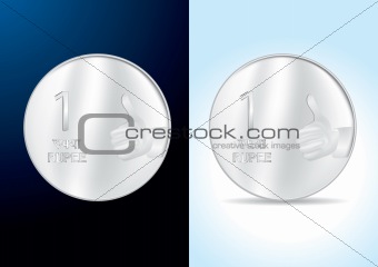 Indian One Rupee Coin - Vector Illustration