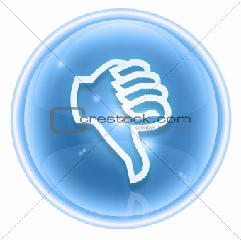  thumb down icon ice, isolated on white background.