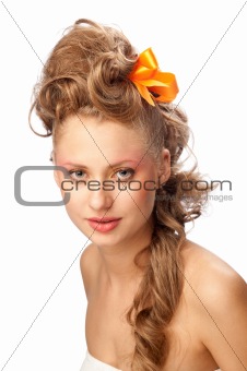 beautiful girl with an elegant hairstyle
