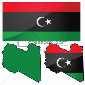Map and flag of Libya