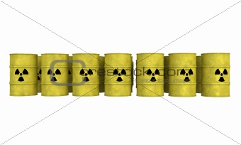 rows of nuclear waste barrel from the front