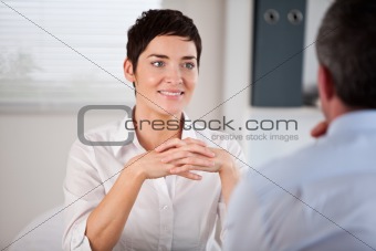 Candidate listening to her future manager