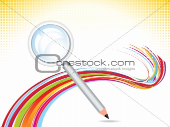 abstract magnifier with pencil background