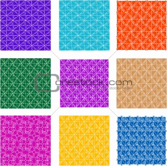 set of Seamless background flowers, floral pattern colored