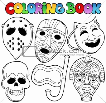 Coloring book with various masks
