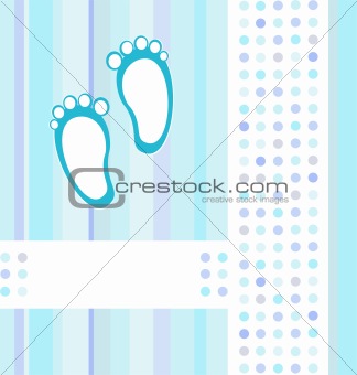 baby boy announcement blue card background wallpaper. vector illustration