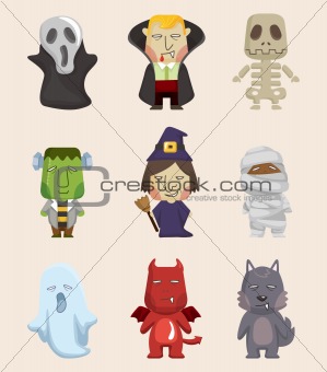 Cartoon Halloween monster icons