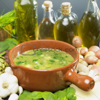 soup (bouillon) with spinach