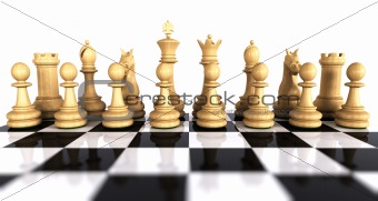 White chess game pieces 