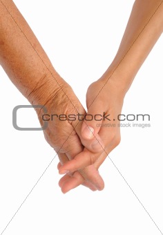 Hands of young and senior women
