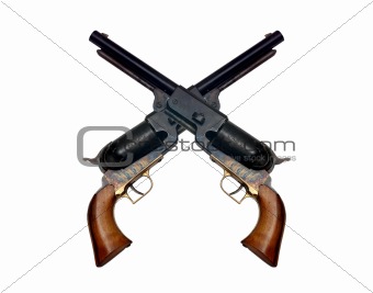 two old metal colt revolver
