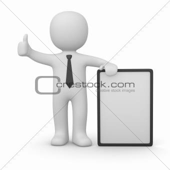 3d man with white poster
