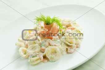 pasta orecchiette with smoked salmon