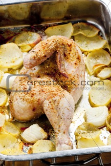 chicken baked with potatoes