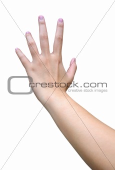 hand gestures of woman hand isolated on white background