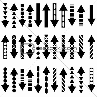 A vector set of useful black arrows. Vector illustration.