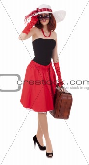 Fashion girl in retro style is dancing