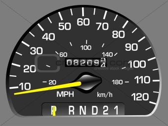 Vector illustration of a speedometer. Odometer