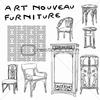 jugendstil furniture doodles