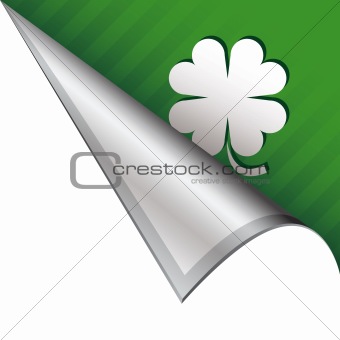 Four leaf clover icon on peeling corner tab