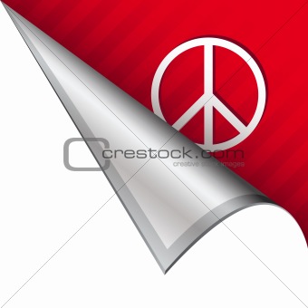 Peace symbol on peeling corner tab