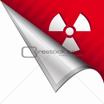 Radiation icon on peeling corner tab