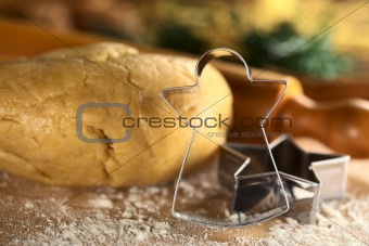 Angel-Shaped Cookie Cutter with Dough