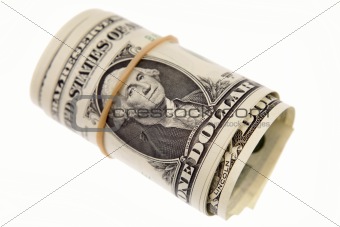 Roll of U.S. banknotes 