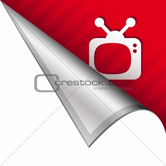 Retro TV icon on peeling corner tab