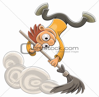 Sweeping dust with a broom
