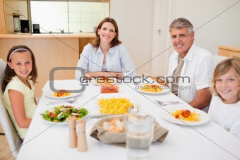 Family having dinner