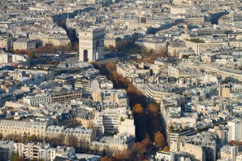 Triumph Arch Area, Paris, From Above